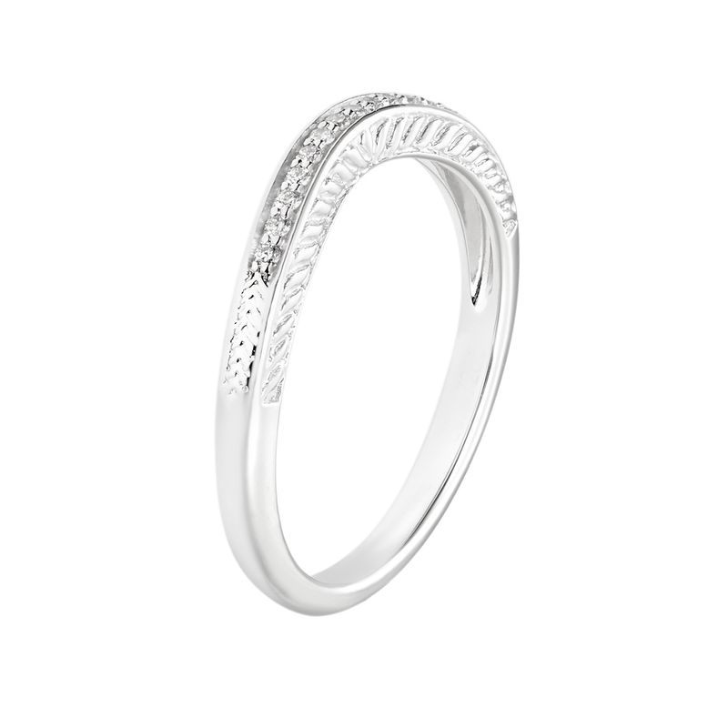 14K White Gold Round Natural Diamond  Milgrian Curved Wedding Band MZ6562