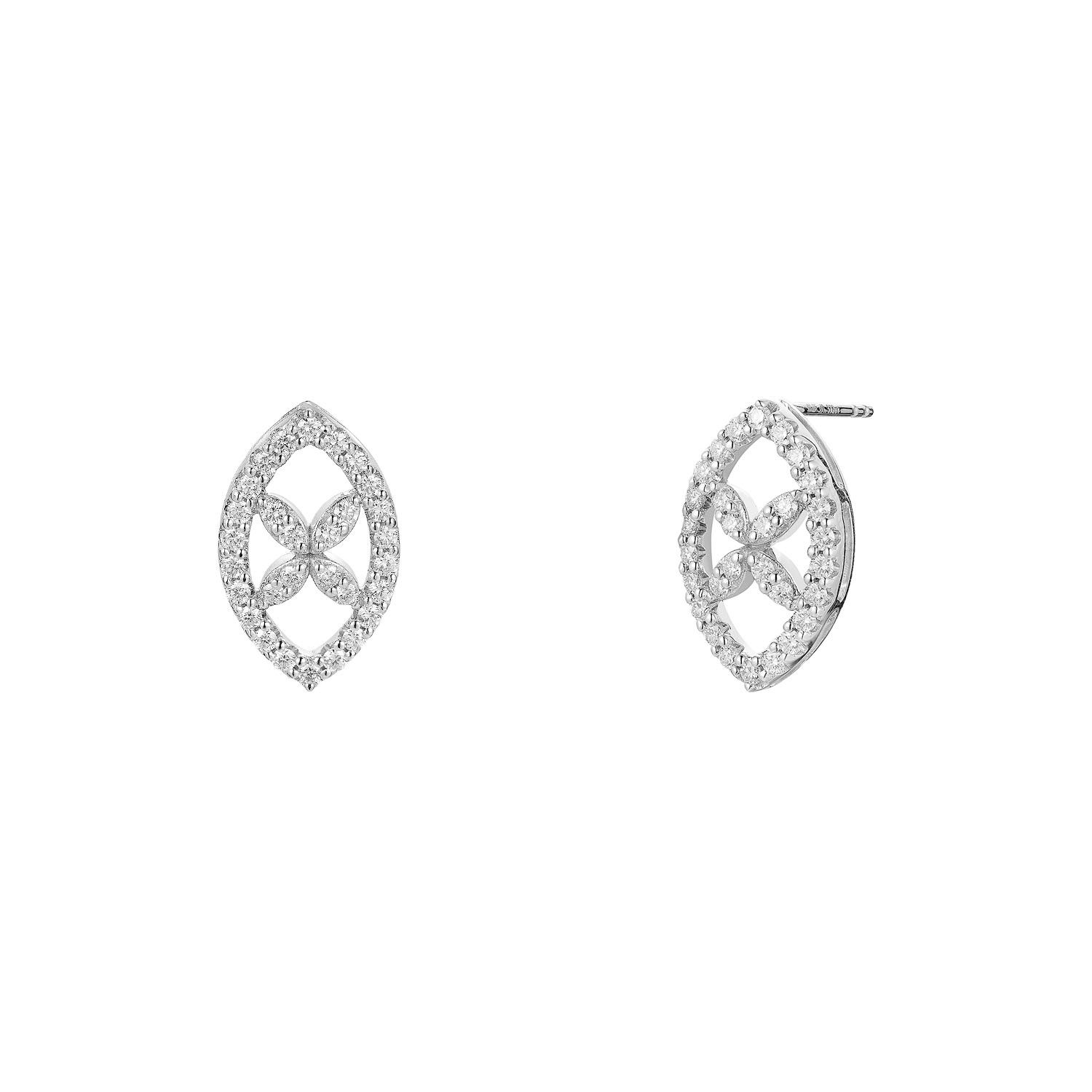 14K White Gold Natural Diamond  Round Stud Earrings MZ71988