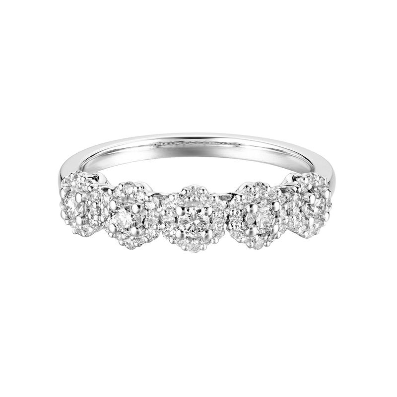 14K White Gold Cluster Natural Diamond Wedding Band MZ6618