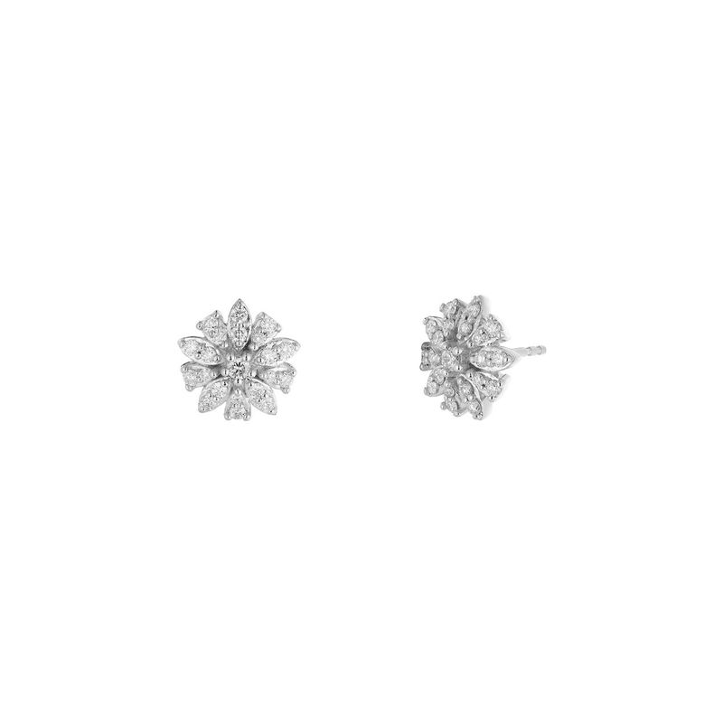 14K White/Yellow Gold Round Natural Diamond  Stud Earrings MZ10341W