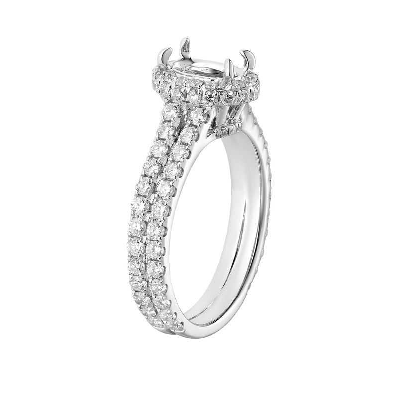 14k White Gold Oval Halo Natural Diamond Engagement Ring MZ6826