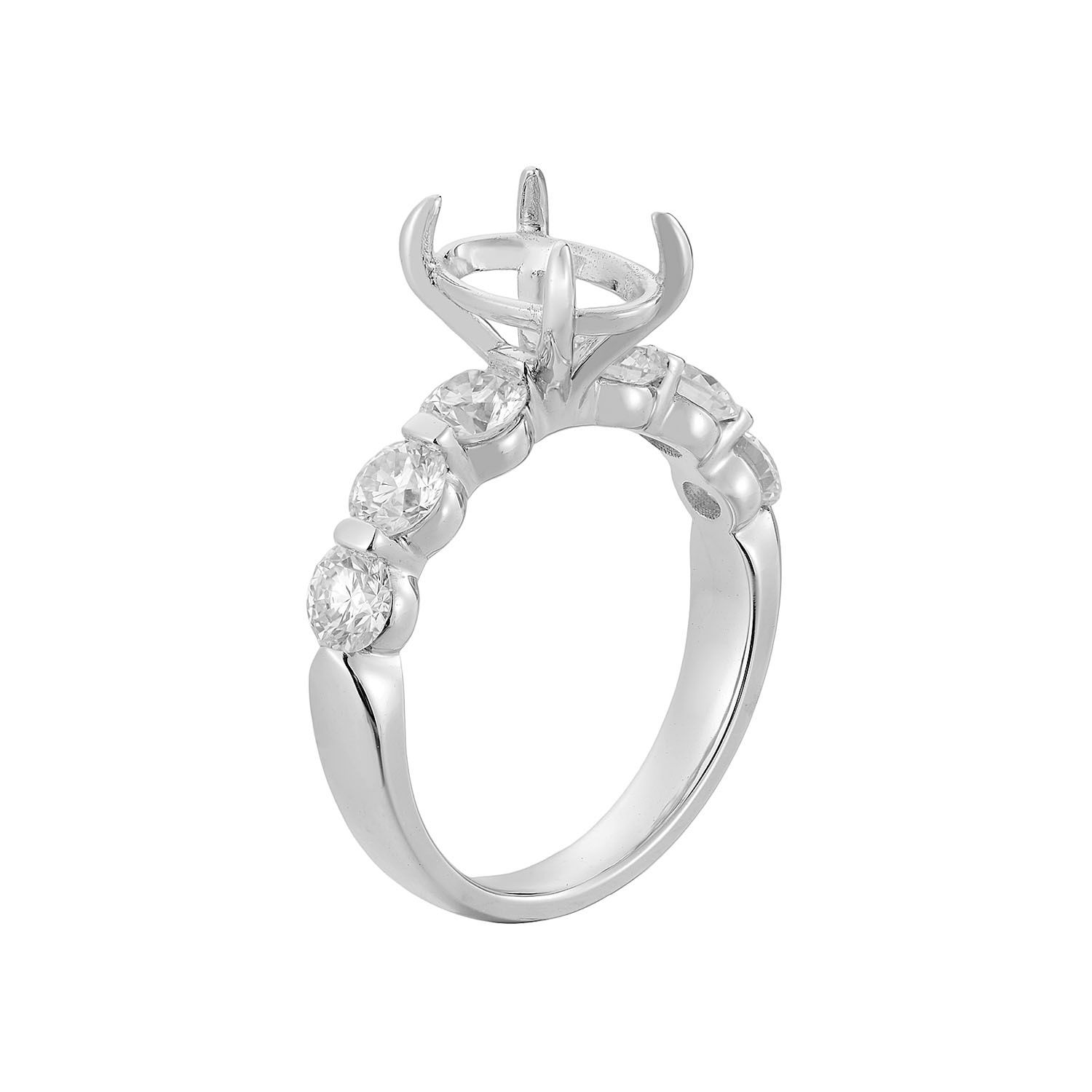 14K White Gold Oval Center Natural Diamond  Engagement Ring MZ72913