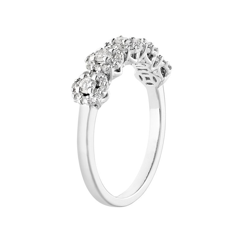 14K White Gold Cluster Natural Diamond Wedding Band MZ6618