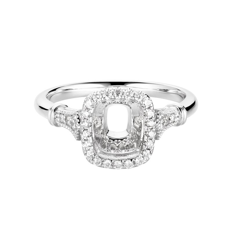 14K White Gold Cushion Halo Natural Diamond  Engagement Ring MZ7195 Natural Diamond