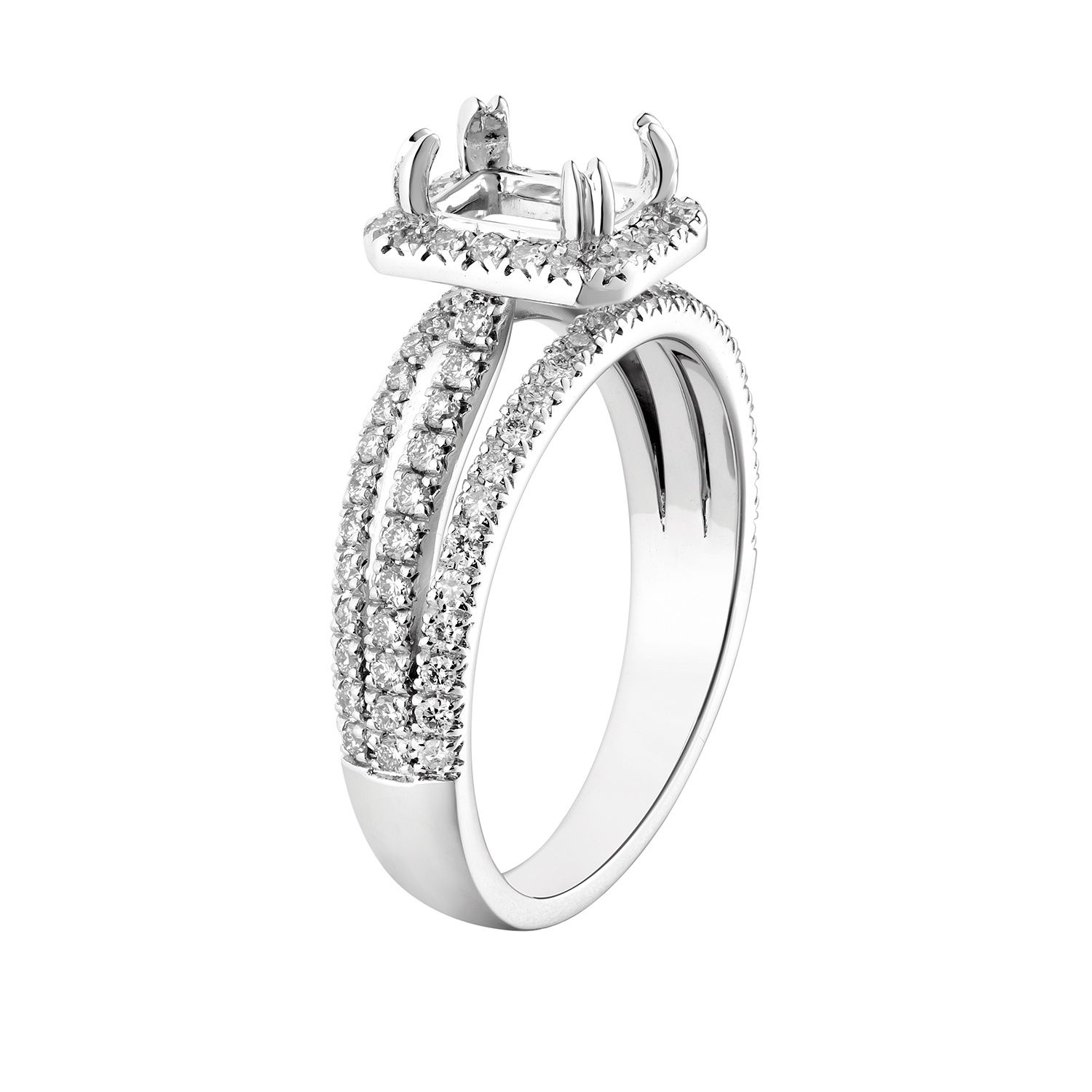 14k White Gold Cushion Halo Engagement Ring MZ7445 Natural Diamond