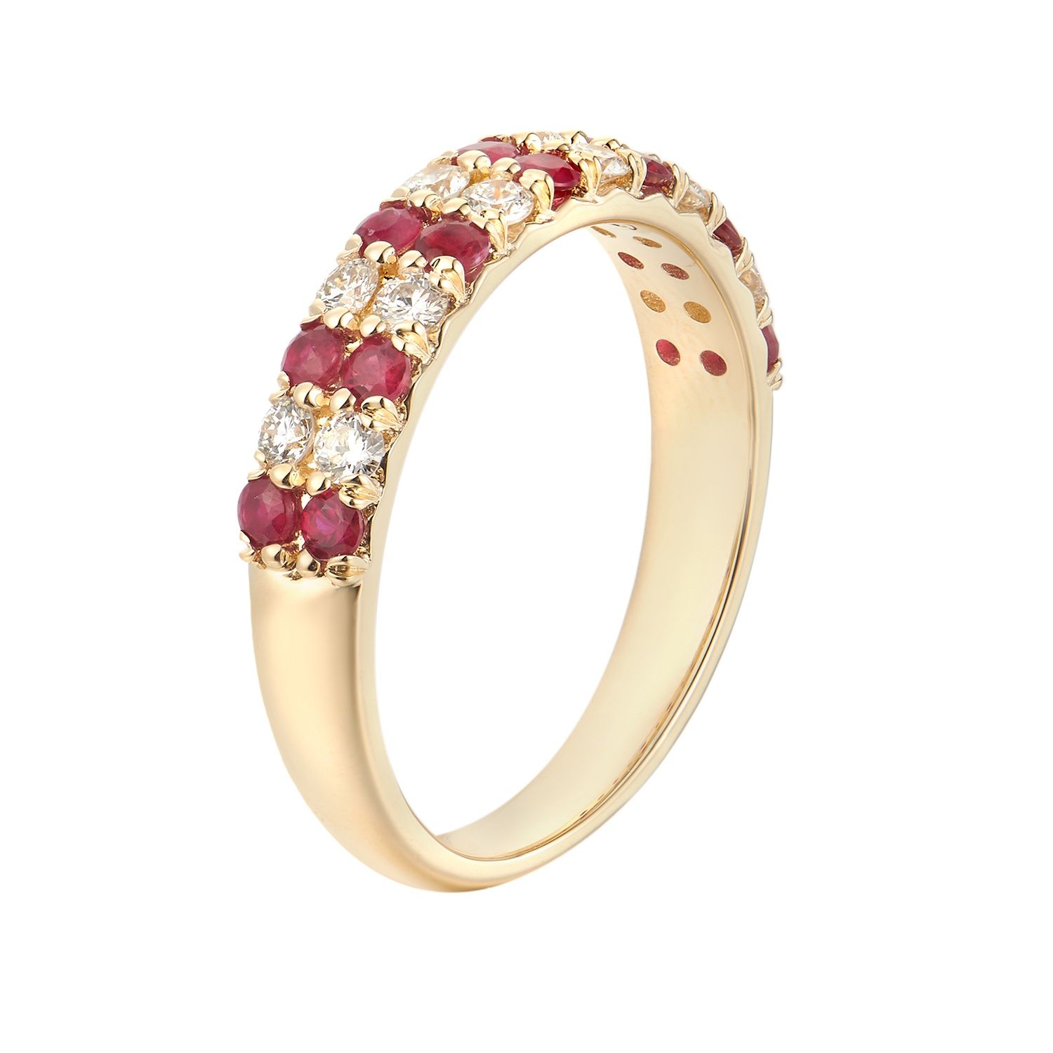 14K Yellow Gold Ruby Natural Diamond  Wedding Band MZ9597