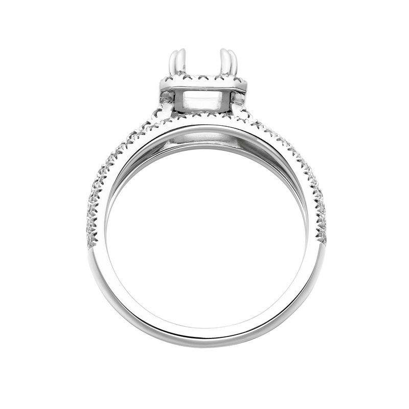 14k White Gold Cushion Halo Engagement Ring MZ7445 Natural Diamond
