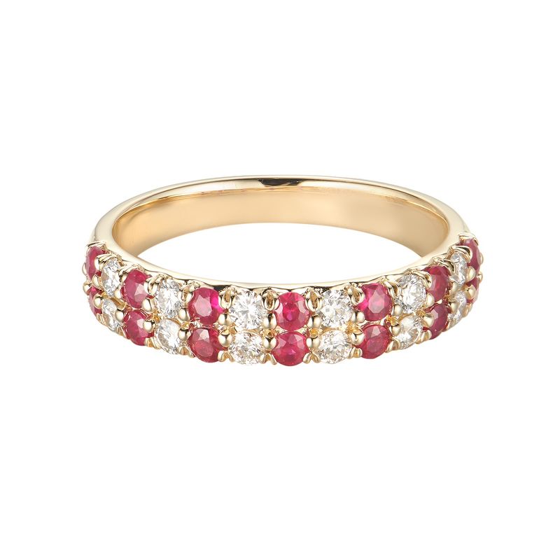 14K Yellow Gold Ruby Natural Diamond  Wedding Band MZ9597