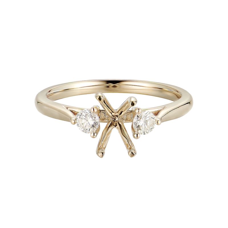 14K Yellow Gold Three Stone Engagement Ring IH-132-3 Natural Diamond