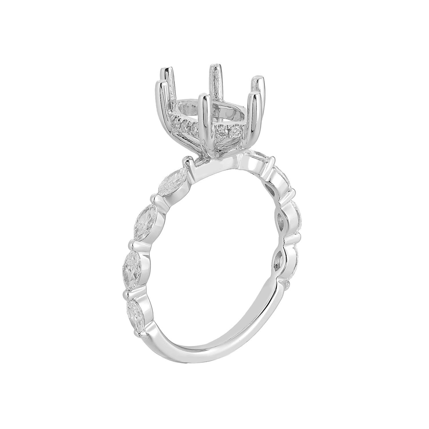 14K White Gold Straight Shank Engagement Ring MZ11355-3 Natural Diamond