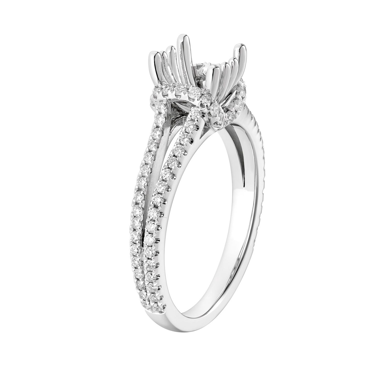 14K White Gold Cushion Center Engagement Ring MZ7413 Natural Diamond