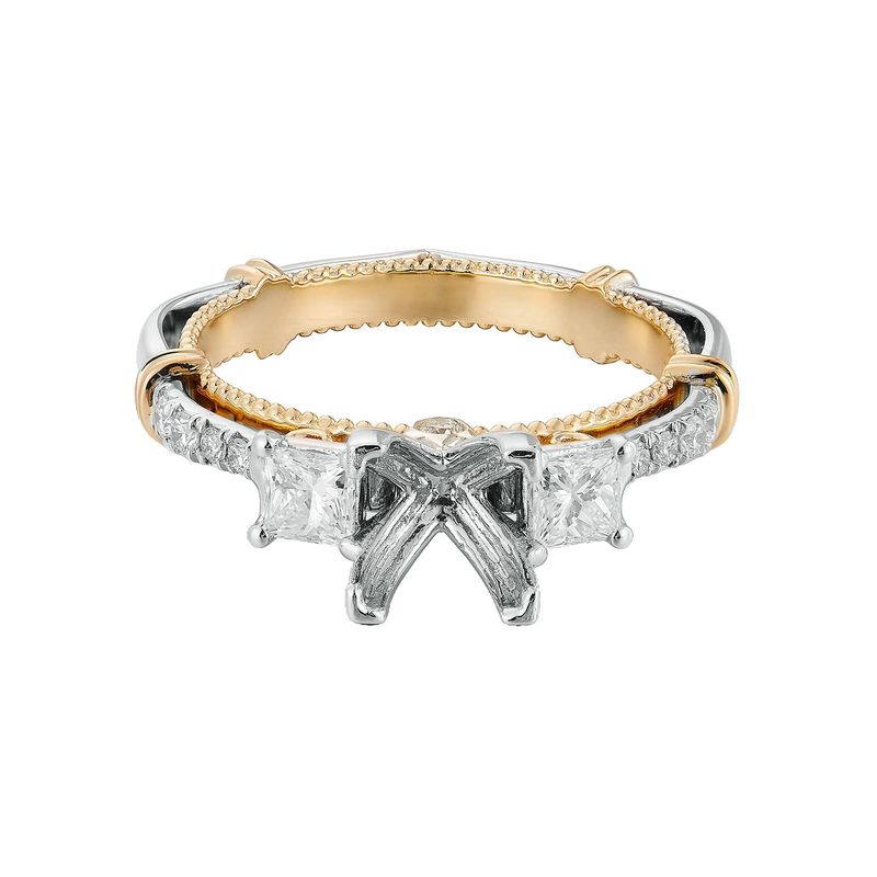 14K White Gold Rose Gold Three Stone Engagement Ring MZ72940 Natural Diamond