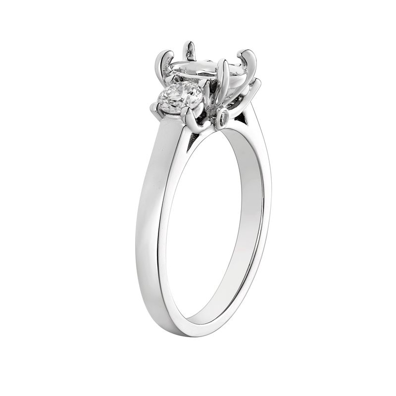 14K White Gold Three Stone Engagement Ring MZ6823 Natural Diamond