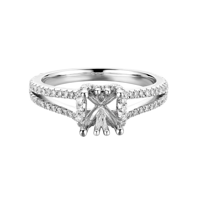 14K White Gold Cushion Center Engagement Ring MZ7413 Natural Diamond
