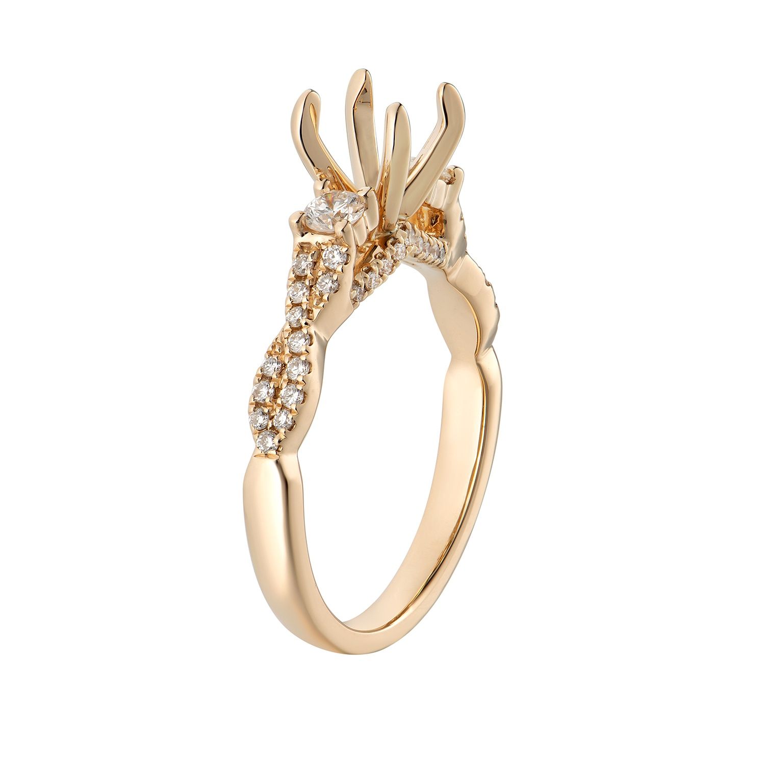 14K Yellow Gold Three Stone Engagement Ring MZ7390 Natural Diamond