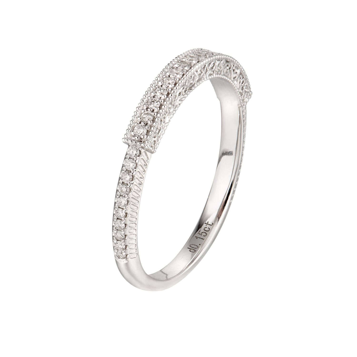 14K White Gold Vintage Natural Diamond Wedding Band MZ1639