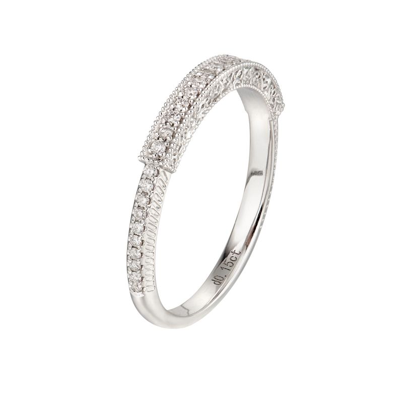 14K White Gold Vintage Natural Diamond Wedding Band MZ1639