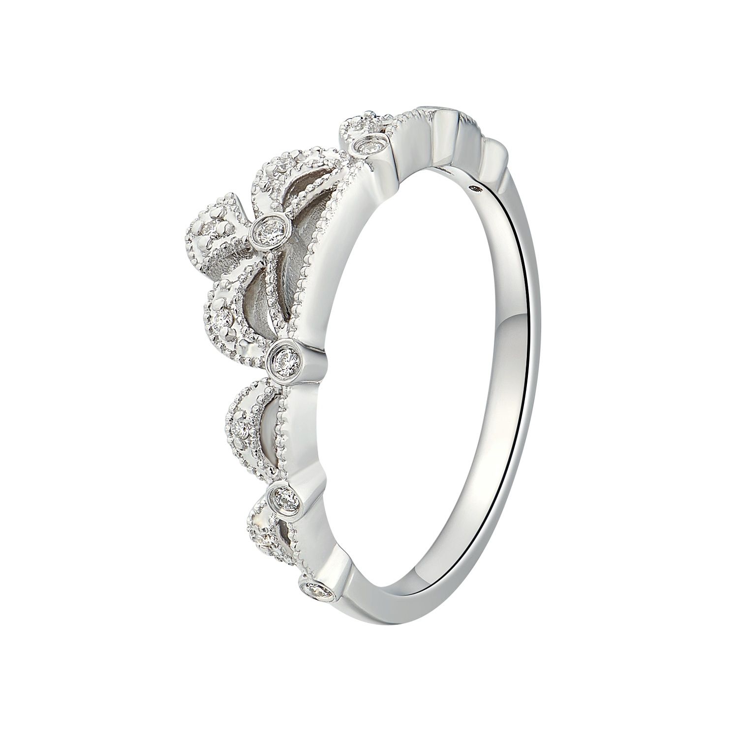 14K White Gold Natural Diamond Stackable Ring MZ1720