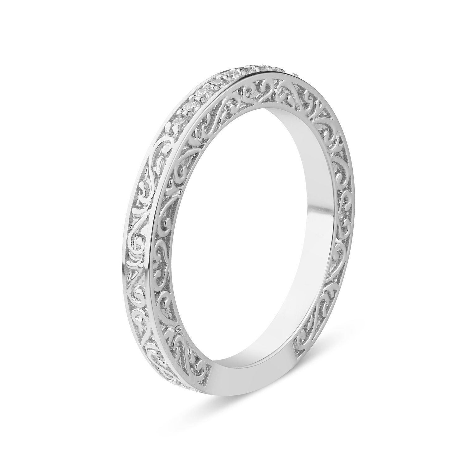14K White Gold Natural Diamond  Wedding band MZ5024
