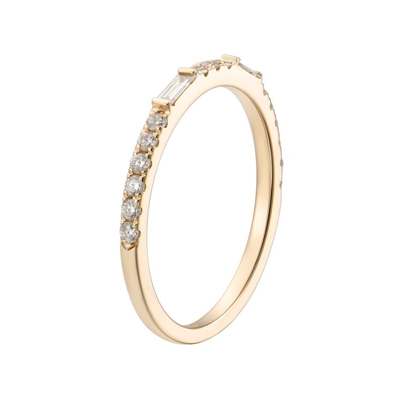 14K Yellow Gold Baguette Natural Diamond  Half Way Band MZ5042