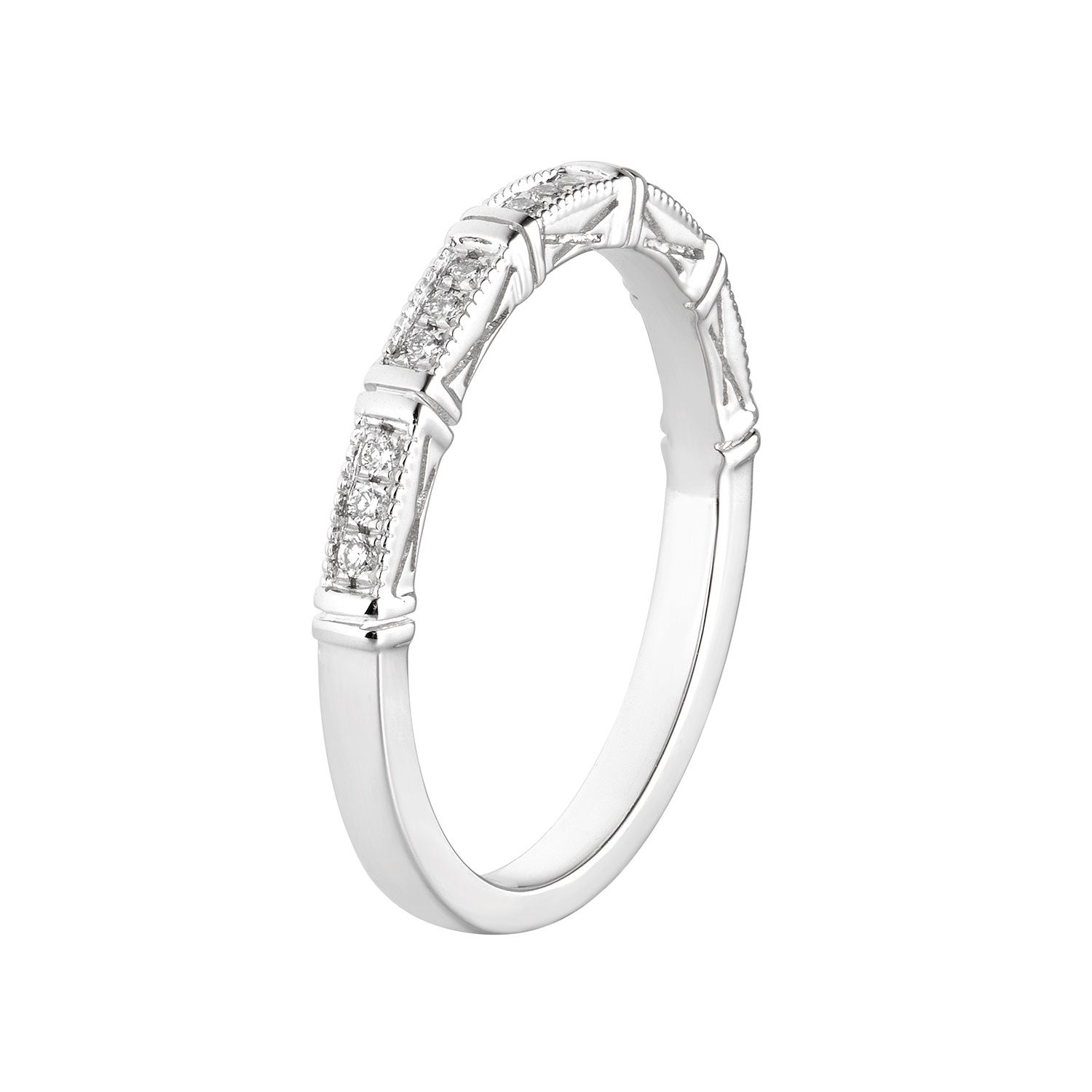 14K White Gold Round Natural Diamond  Wedding Band MZ5692