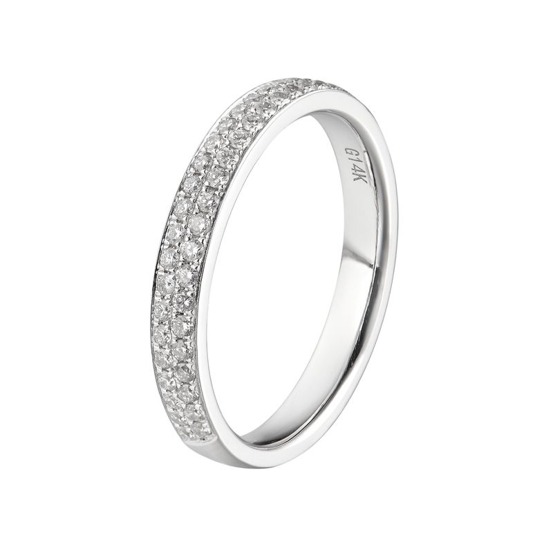 14K White Gold Two Rows Natural Diamond  Band MZ6006