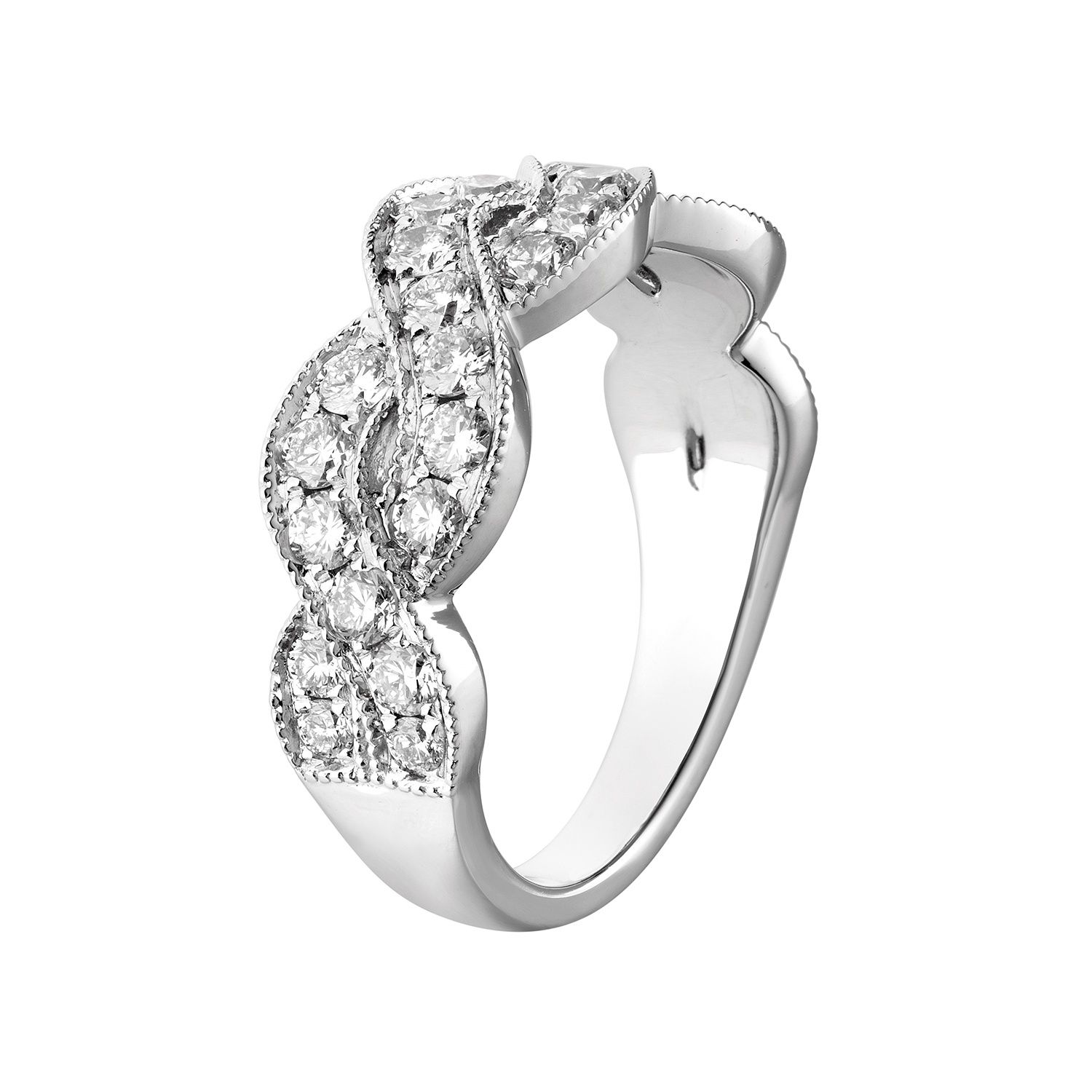 14K White Gold Twisted Natural Diamond  Wedding Band MZ5841