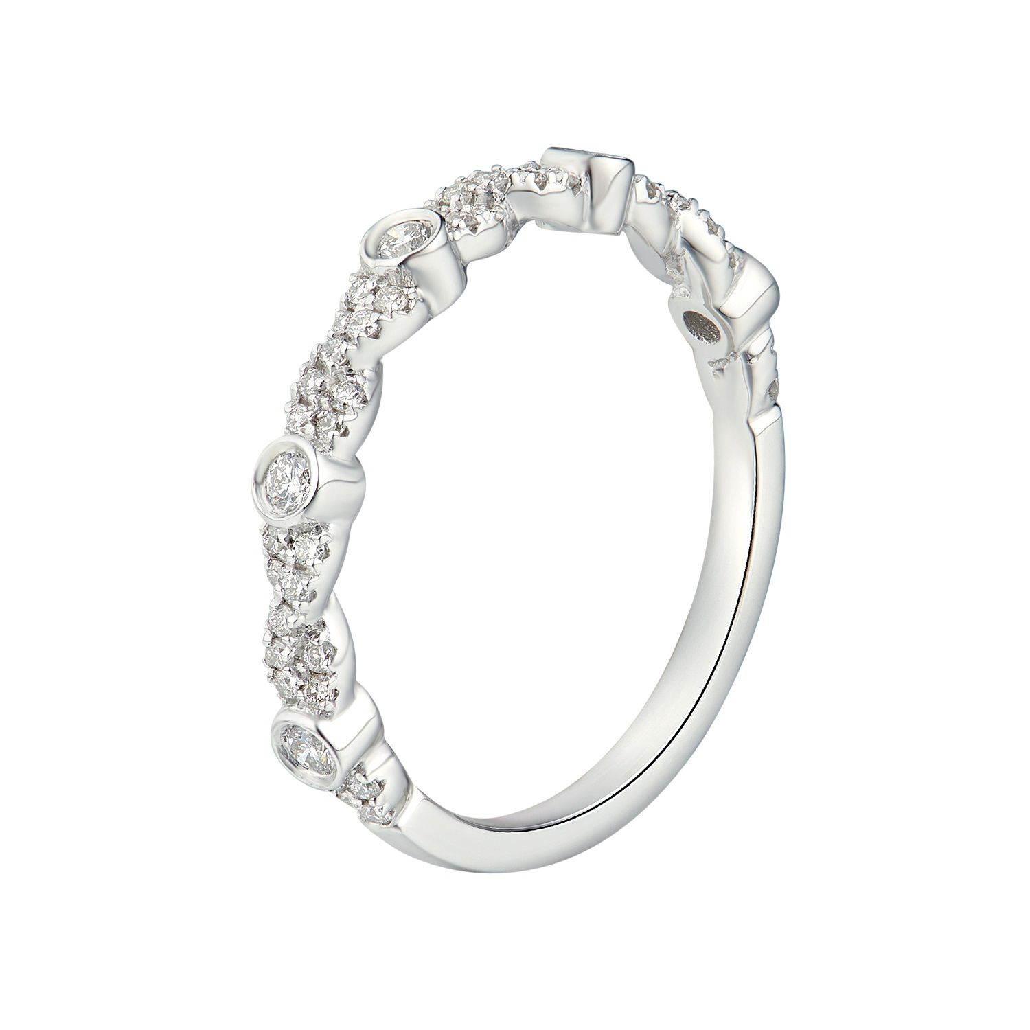 14K White Gold Half way Natural Diamond s band MZ6066
