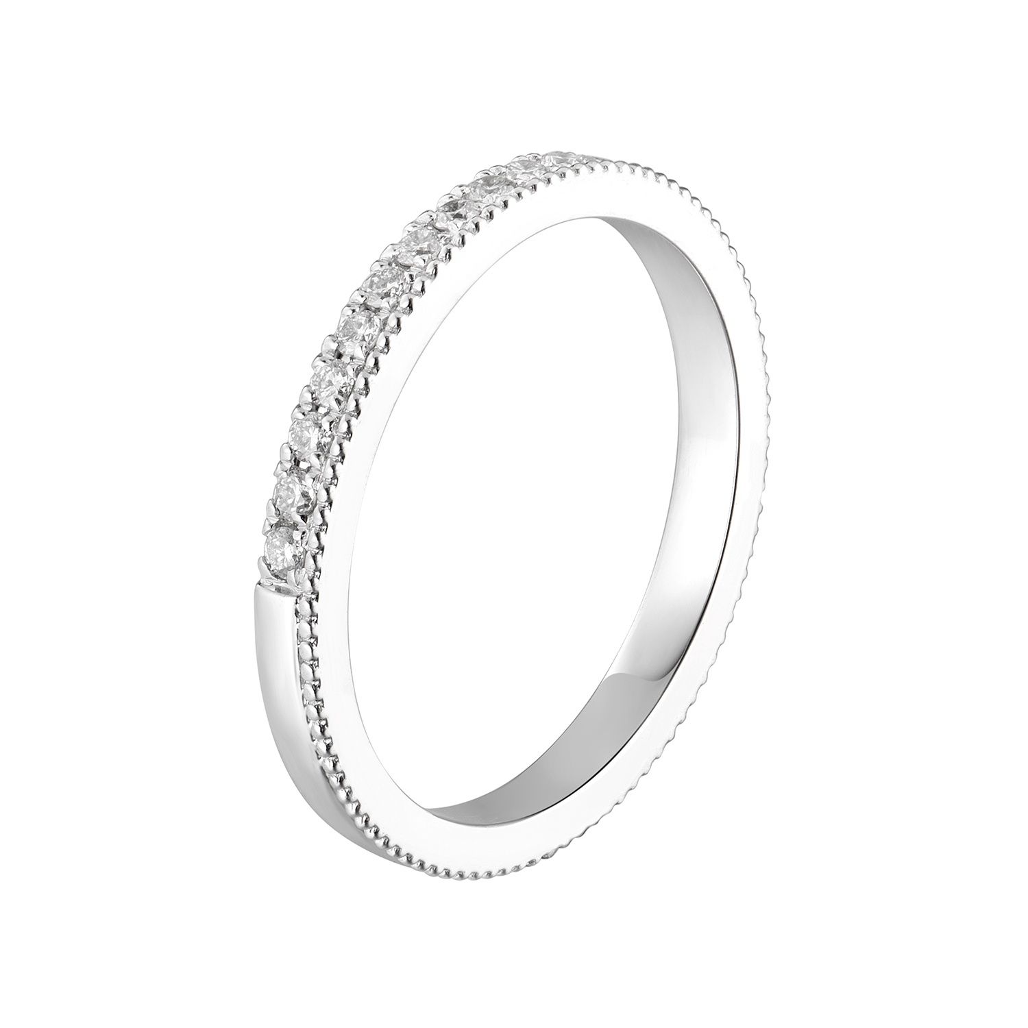 14K White Gold Round Natural Diamond  Wedding Band MZ6487