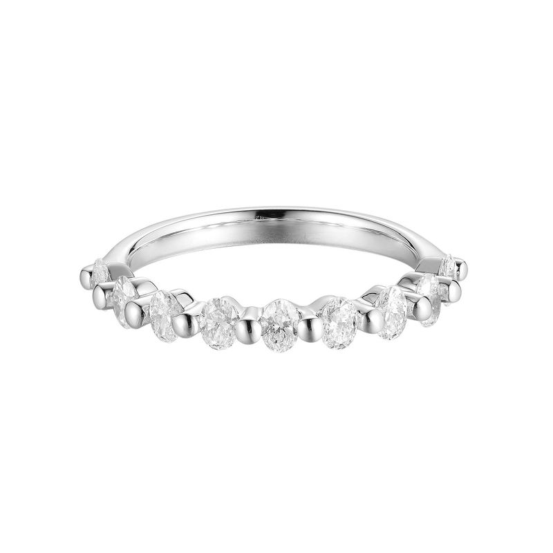 14K White Gold Oval Natural Diamond  Wedding Band MZ71422