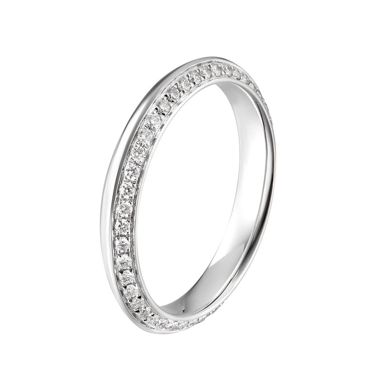 14K White Gold Round Natural Diamond  Wedding Band MZ7090