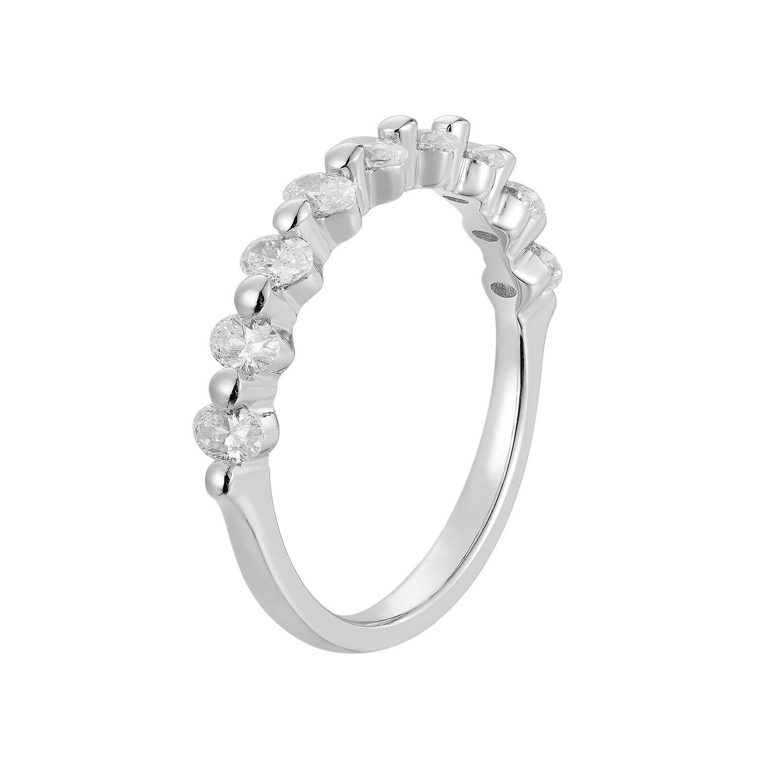 14K White Gold Oval Natural Diamond  Wedding Band MZ71422