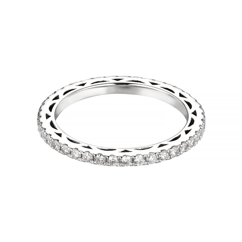 14K White Gold Romantic Natural Diamond  Wedding Band MZ7091