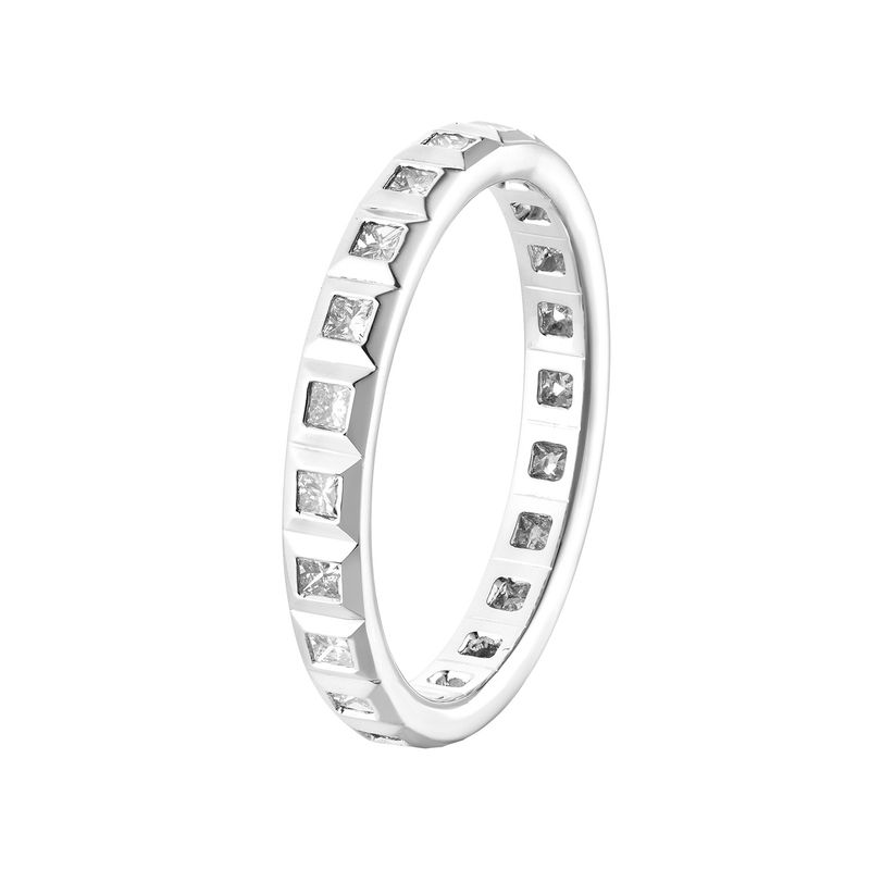 14K White Gold Princess Cut Natural Diamond  Wedding Band MZ7258