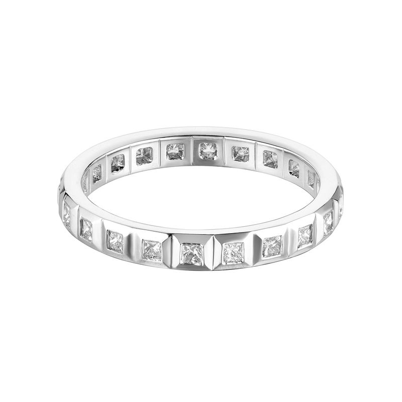 14K White Gold Princess Cut Natural Diamond  Wedding Band MZ7258