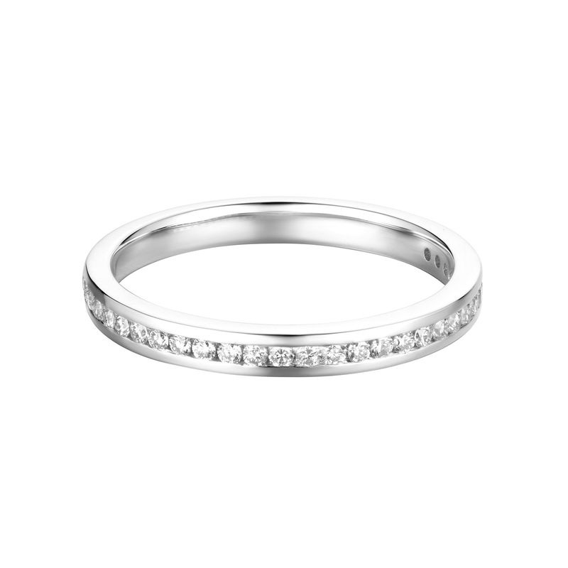 14K White Gold Channel Setting Natural Diamond  Wedding Band MZ7340