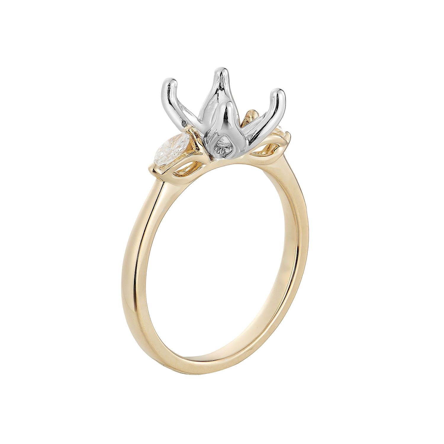 14K White Gold 14K Yellow Gold Marquise Natural Diamond  Engagement Ring MZ10807 Natural Diamond