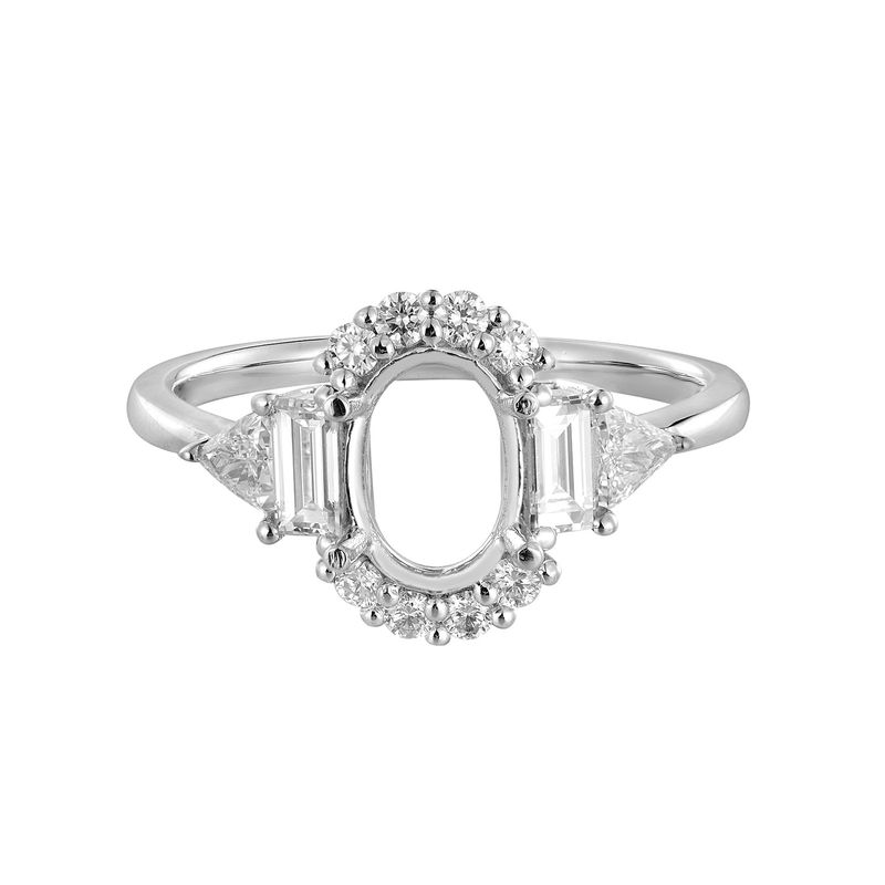 14K White/Yellow Gold Three Stone Engagement Ring MZ11143 Natural Diamond