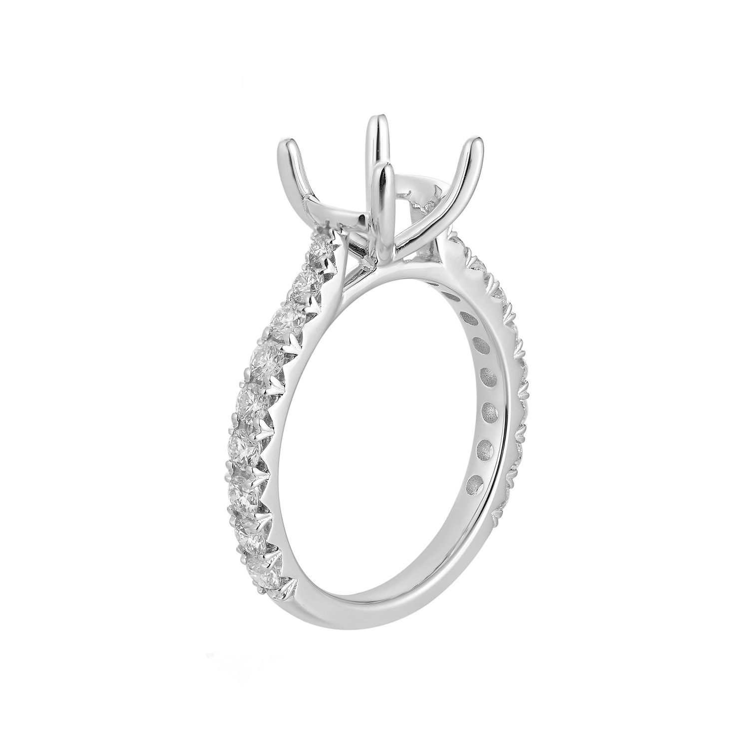 14K White Gold Straight Shank Natural Diamond  Engagement Ring MZ10379 Natural Diamond