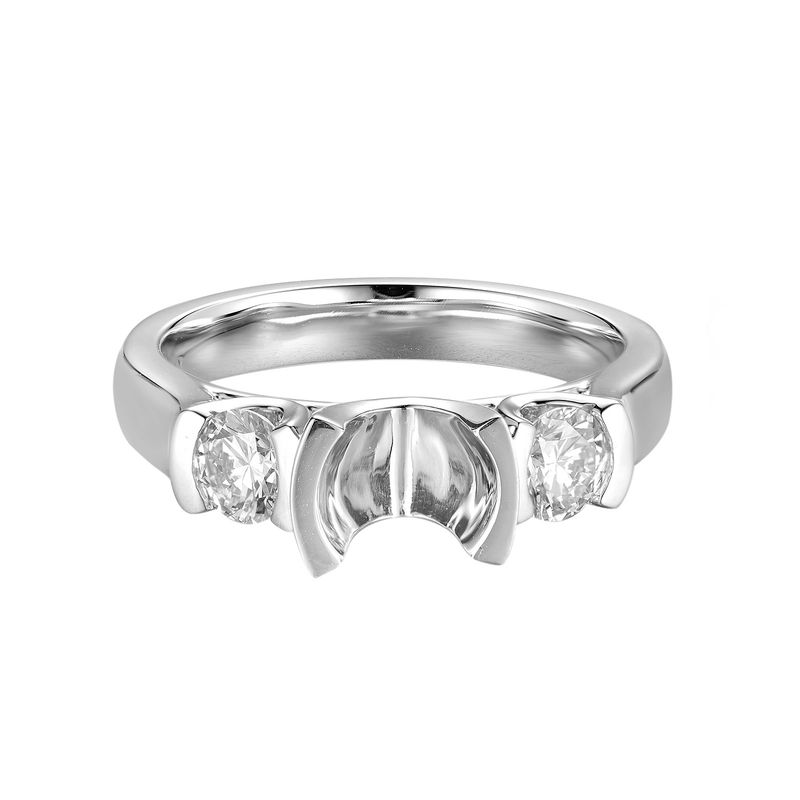 14K White Gold Three Stone Engagement Ring MZ10386 Natural Diamond