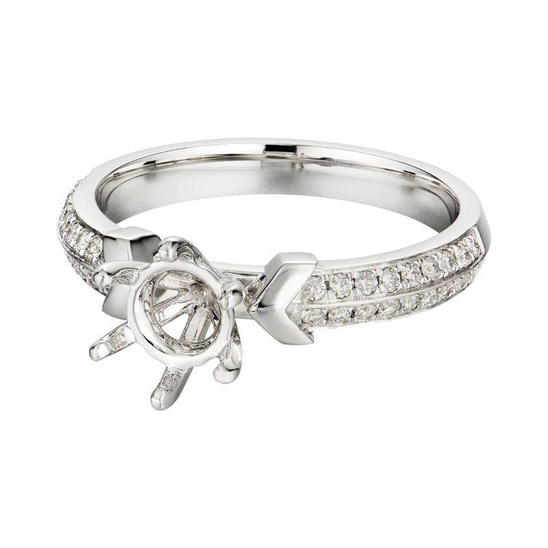 14K White Gold Six Prongs Engagement Ring MZ1756 Natural Diamond