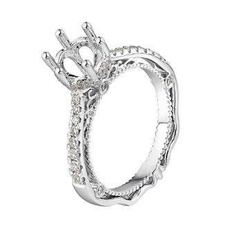14K White Gold Split Shank Engagement Ring MZ1693 Natural Diamond