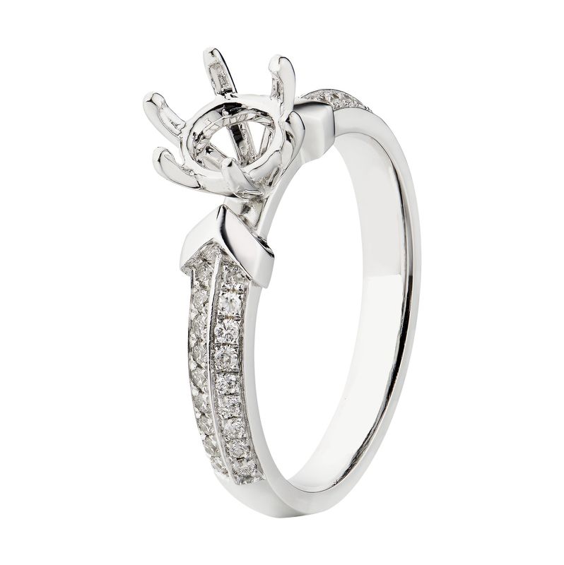 14K White Gold Six Prongs Engagement Ring MZ1756 Natural Diamond