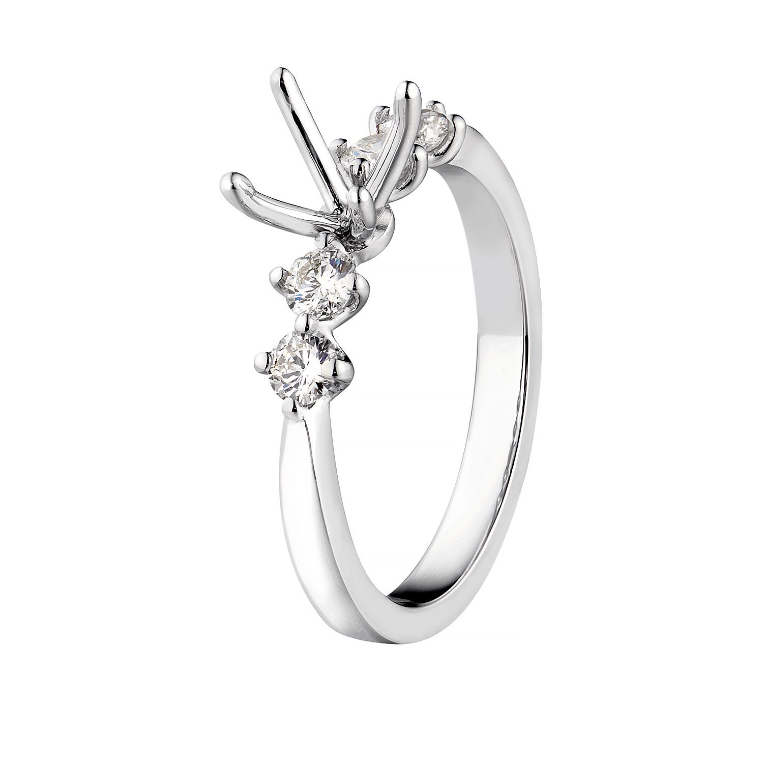 14K White Gold Natural Diamond Four Prongs Engagement Ring Set MZ1849