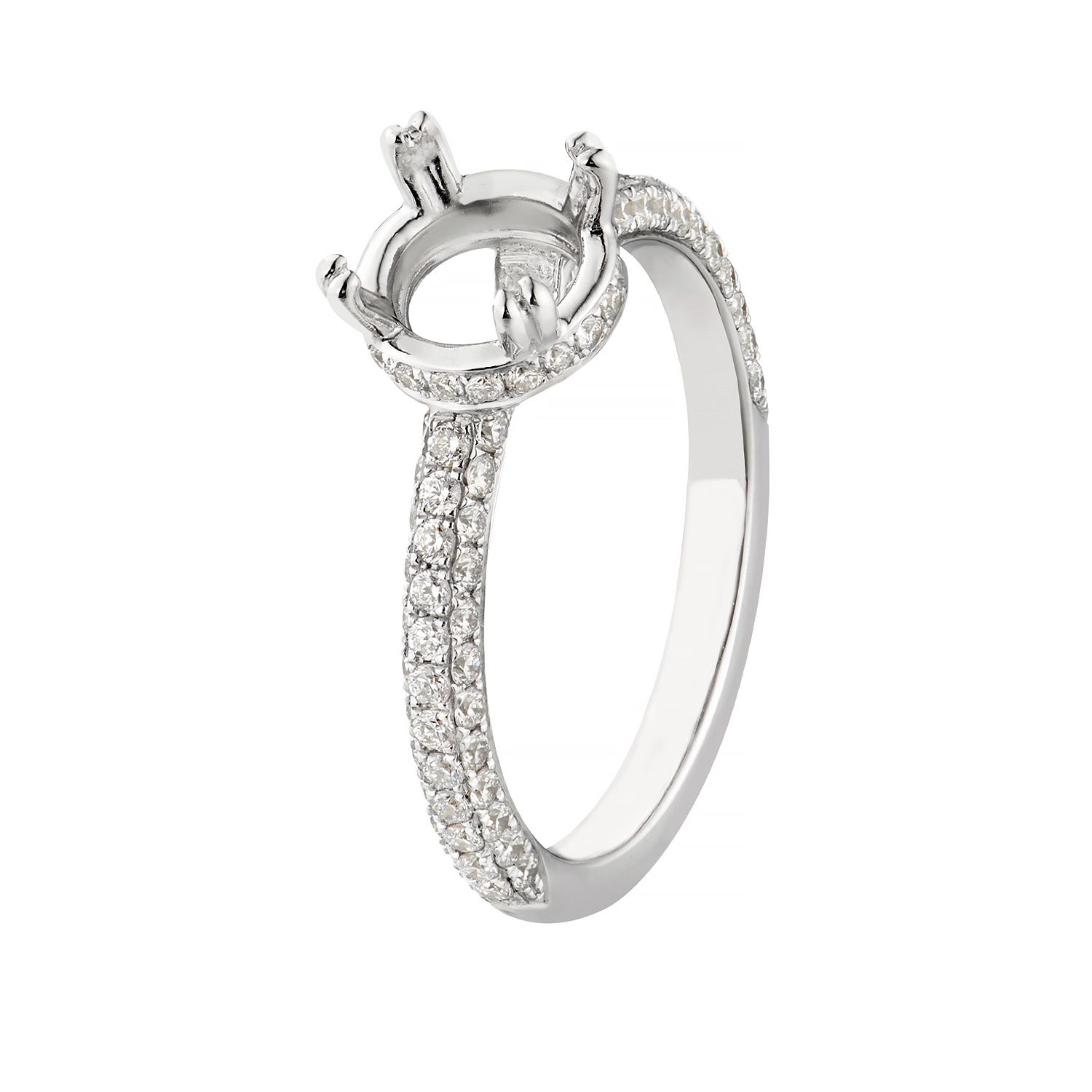 14K White Gold Natural Diamond s Single shank Engagement Ring MZ1765 Natural Diamond
