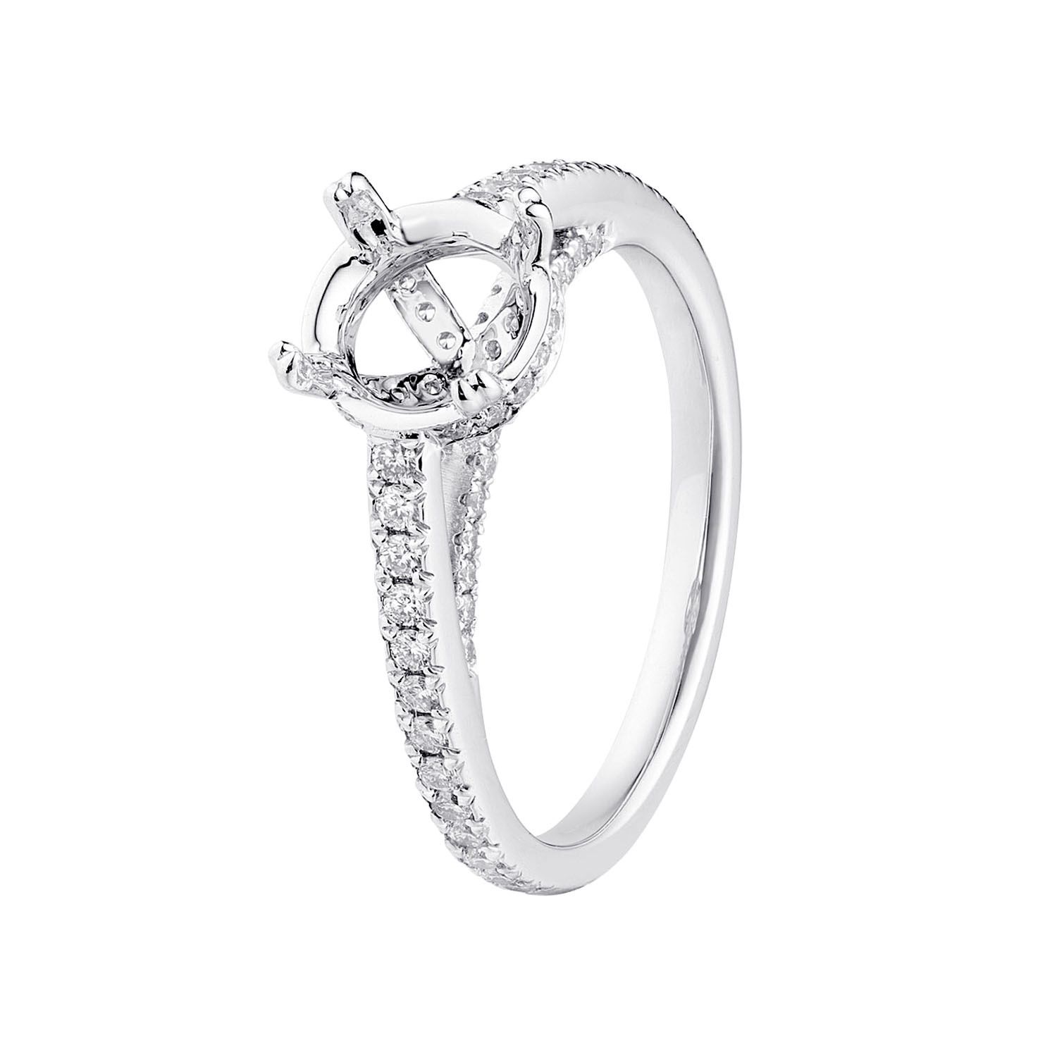 14K White Gold Round Center Double Four Prongs Engagement Ring MZ1886 Natural Diamond
