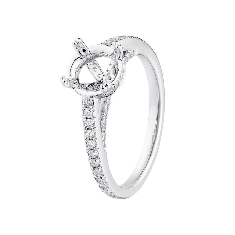 14K White Gold Round Center Double Four Prongs Engagement Ring MZ1886 Natural Diamond