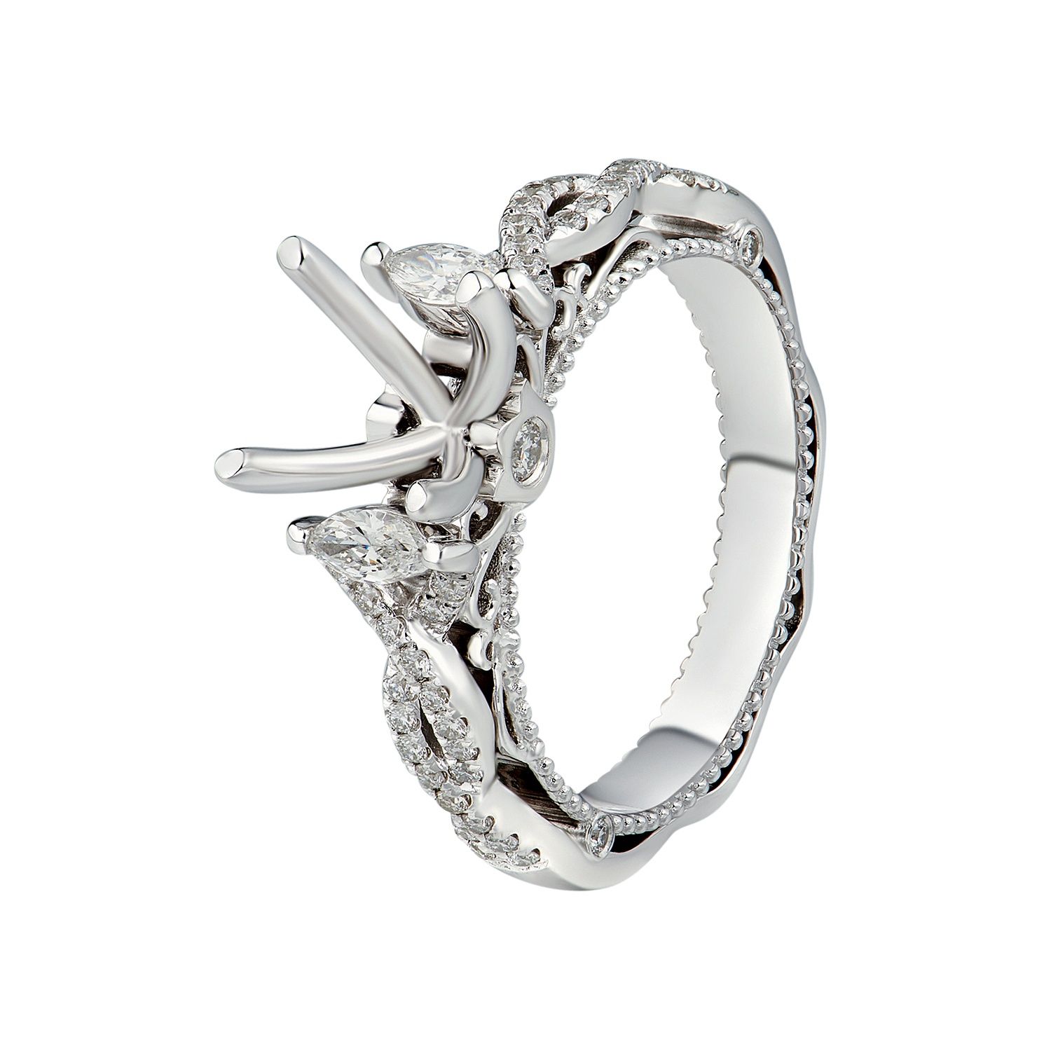 14K White Gold Engagement Ring MZ1698 Natural Diamond