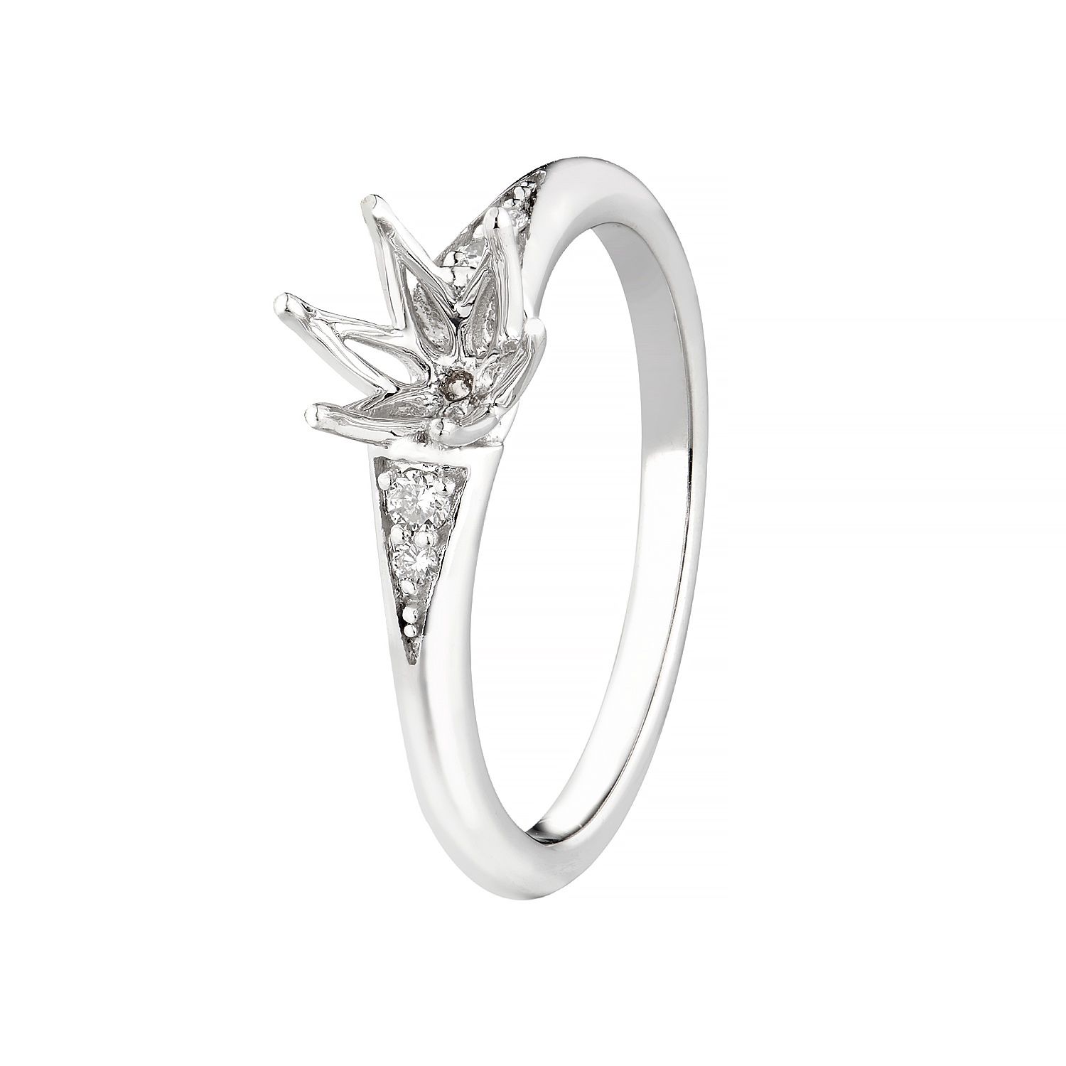 14K White Gold Six Prongs Natural Diamond Ring Set MZ1852