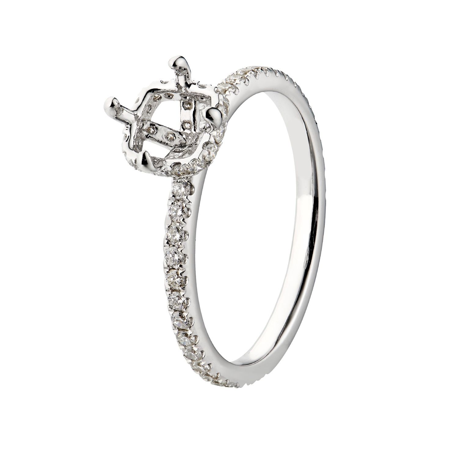14K White Gold Four Prongs Engagement Ring MZ1761 Natural Diamond